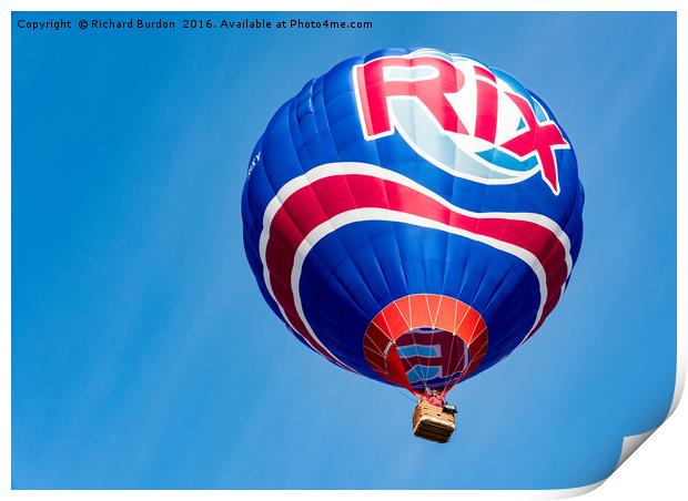 Hot Air Balloon Print by Richard Burdon