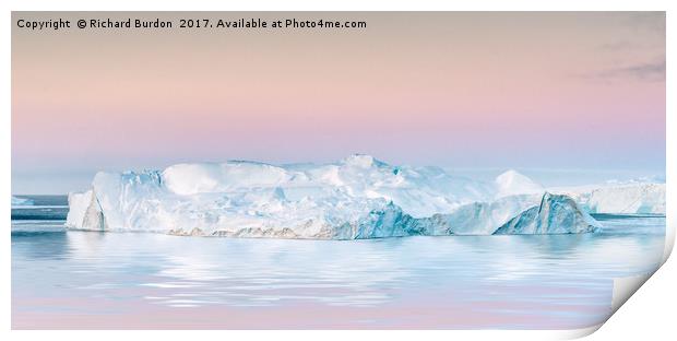 Pastel Dawn Over the Kangia Icefjord in Greenland Print by Richard Burdon