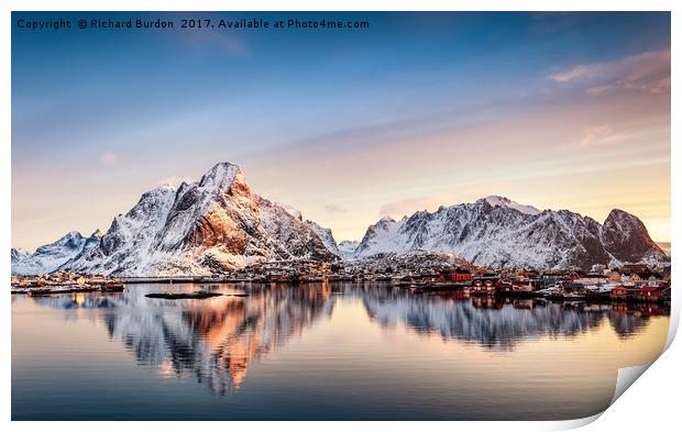 Reine Sunrise Print by Richard Burdon