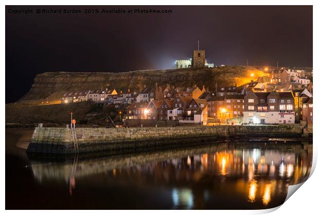 Whitby Harbour Reflections Print by Richard Burdon