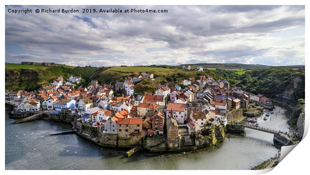 Staithes From Cow Bar Nab Print by Richard Burdon