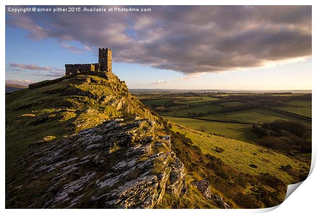  The Church of St Michael de Rupe, Brentor Print by simon pither