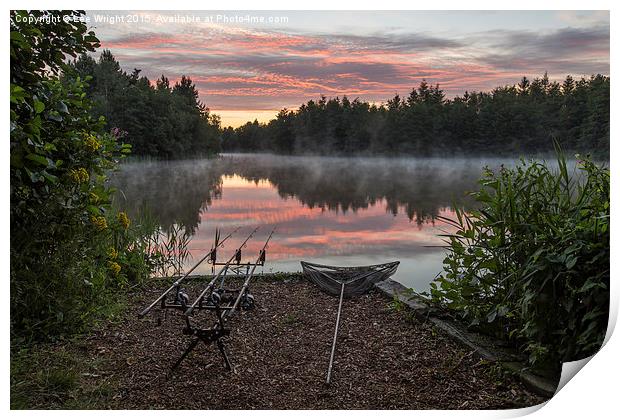  Misty Lake Sunrise Print by Lee Wright