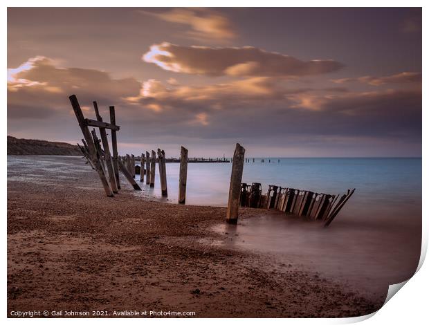 Norfolk beach at sunset  Print by Gail Johnson