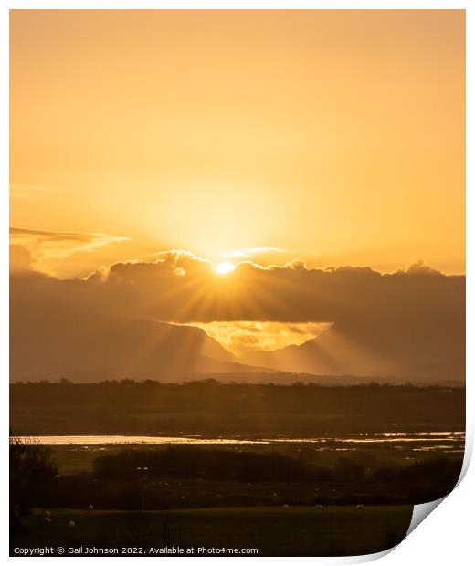 Sunbeams over Snowdonia  Print by Gail Johnson