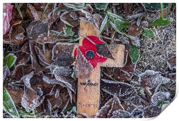 frosty remembrance cross Print by Gail Johnson