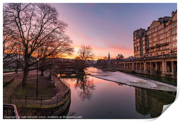 walking around Bath historic city centre at dawn  Print by Gail Johnson