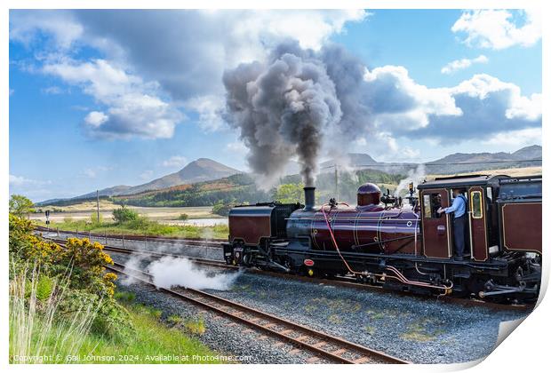 Steam Train at Rhydd Ddu Station Snowdonia  Print by Gail Johnson