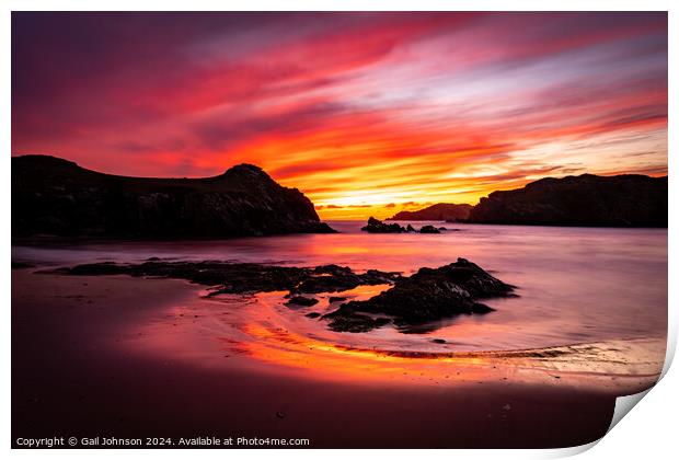 Sunset at Porth Dafarch Beach, Isle of Anglesey, Uk Print by Gail Johnson