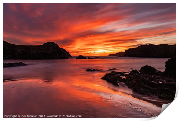 Sunset at Porth Dafarch Beach, Isle of Anglesey, Uk Print by Gail Johnson
