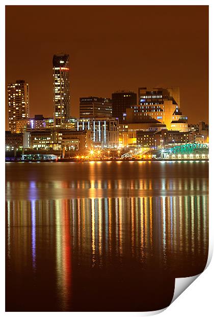 Liverpool night cityscape Print by Gail Johnson