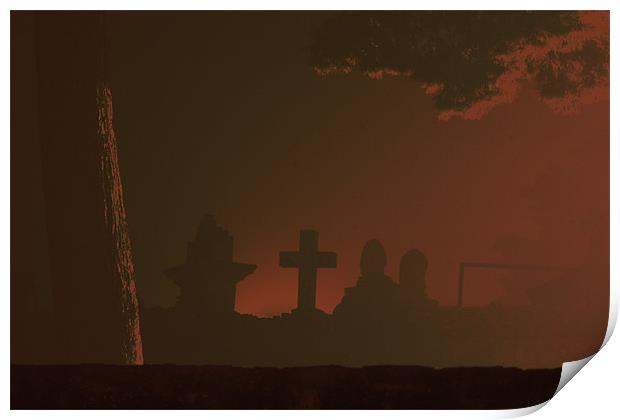Foggy graveyard Print by Gail Johnson