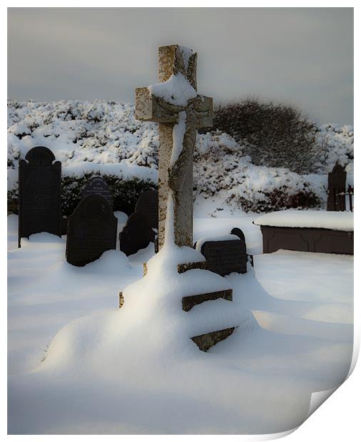 Graveyard in Snow Print by Gail Johnson