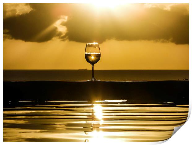cold glass of white wine Print by Gail Johnson