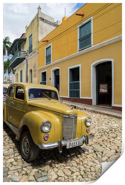 Trinidad City Cuba - Classic car Print by Gail Johnson