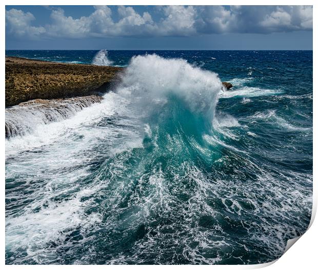 Sea Views around the Caribbean island of Curacao Print by Gail Johnson