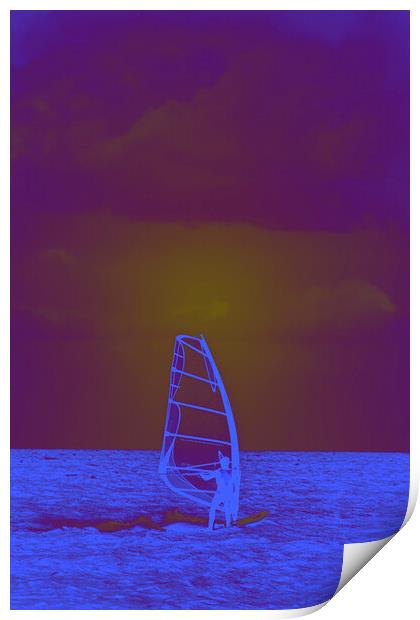 Sunset Surfing - Abstract  Print by Glen Allen