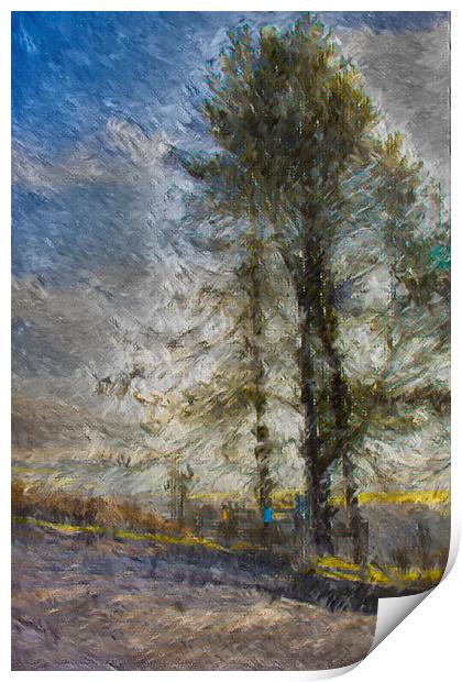 03 Scene's of Yorkshire Oil Painting Effect Baitings Tree Print by Glen Allen
