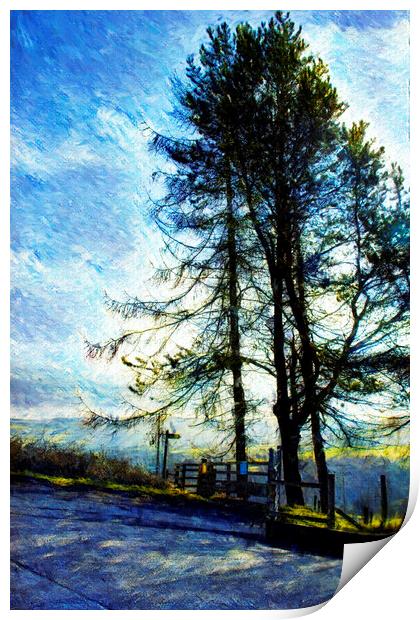 02 Scene's of Yorkshire Oil Painting Effect Baitings Tree Print by Glen Allen