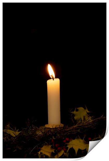 Solitary Candle Print by Glen Allen