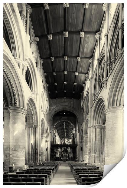 Selby Abbey Interior 02 Sepia Print by Glen Allen