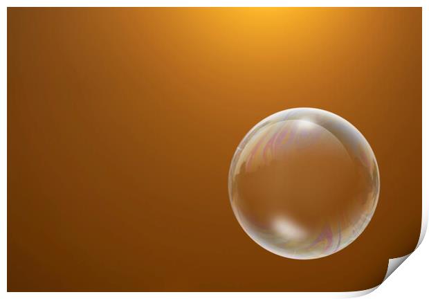 Soapy Bubble Abstract on a sunset background Print by Glen Allen
