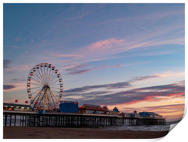 Blackpool Sunset  Print by Glen Allen