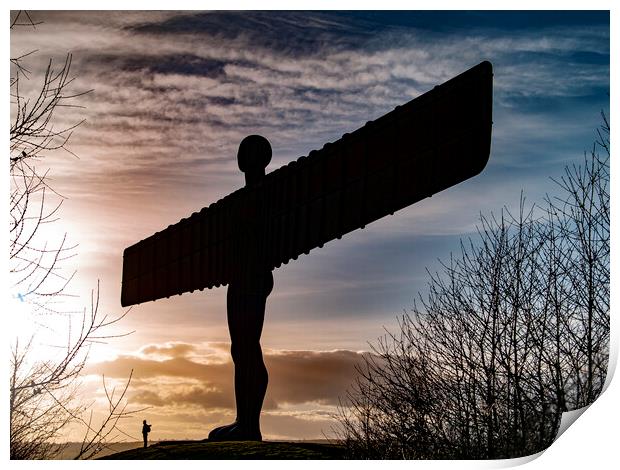 Standing at the foot of The Angel of the North Print by Glen Allen