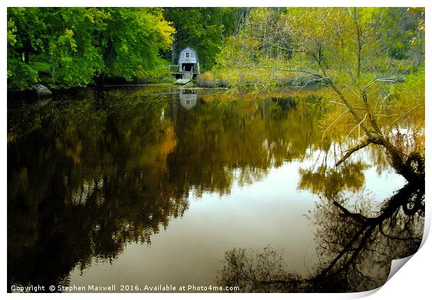 The Boathouse, Concord River Print by Stephen Maxwell
