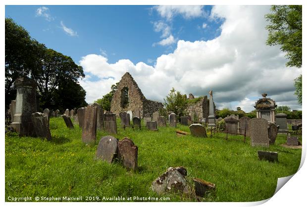 Templecorran Old Graveyard Print by Stephen Maxwell