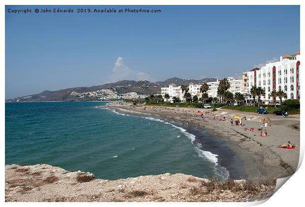 El Chucho beach, Nerja, Andalusia, Spain Print by John Edwards