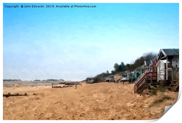 Beach Huts, Wells-next-the-Sea Print by John Edwards