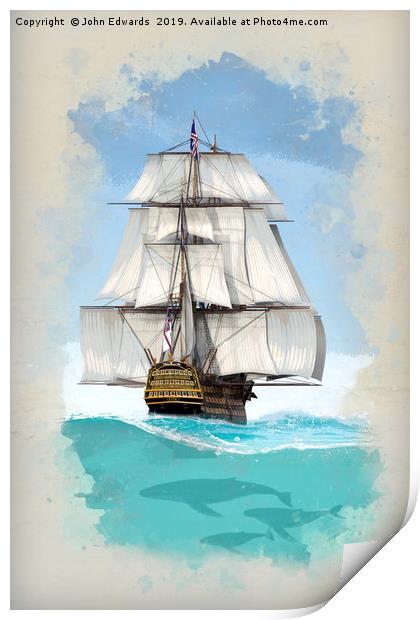 Under sail Print by John Edwards