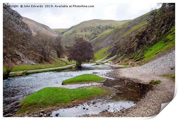 Islands in the stream, Dovedale Print by John Edwards