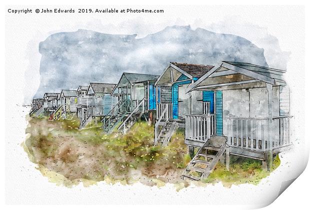 Beach Huts Print by John Edwards