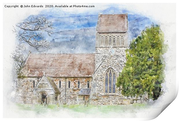 Serene St Lawrence Church Print by John Edwards