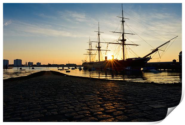 HMS Warrior Sunset Print by Sharpimage NET