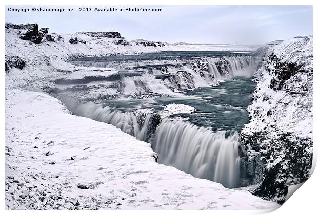 Gullfoss (The Golden Falls) in Blue Print by Sharpimage NET