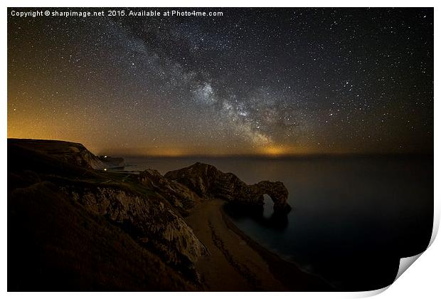 Milky Way over Durdle Door Print by Sharpimage NET