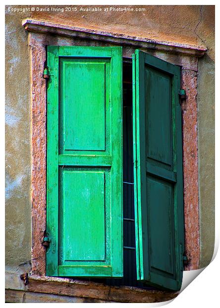Green shutters  Print by David Irving