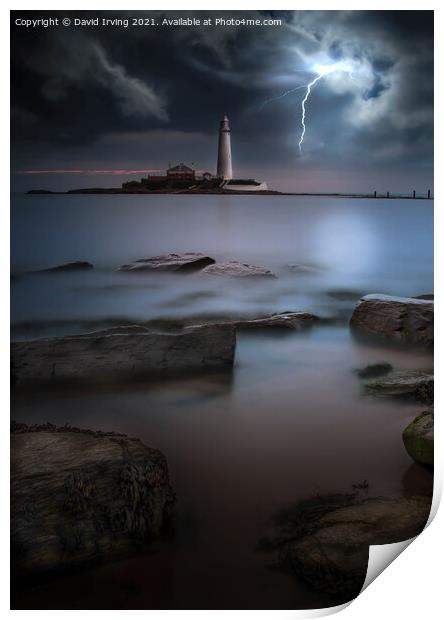 Thunderstorm at St Marys Island Print by David Irving