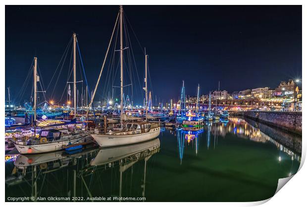 Outdoor Boats with lights Print by Alan Glicksman