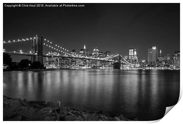  Brooklyn Bridge by Night Print by Chris Heal