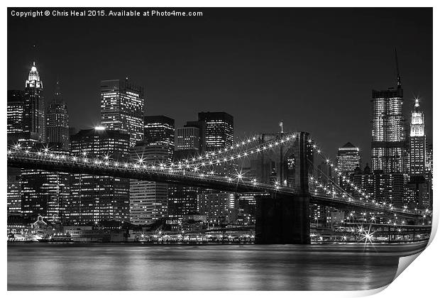  Brooklyn Bridge by Night Print by Chris Heal