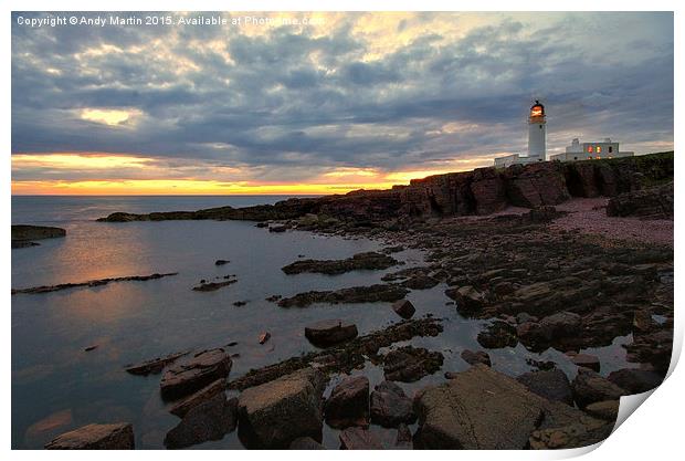  Last light at Rua Reidh Lighthouse Print by Andy Martin