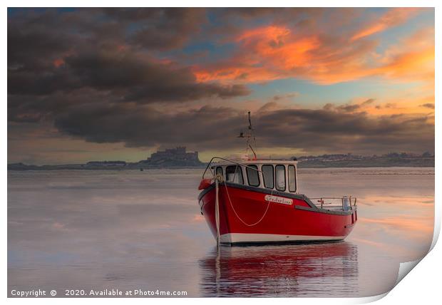 Boat In Holy Island Harbour Print by David Smith