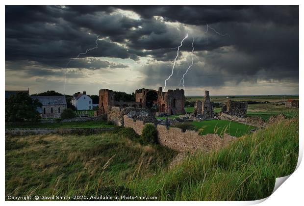 Storm Brewing Over Holy Island Print by David Smith