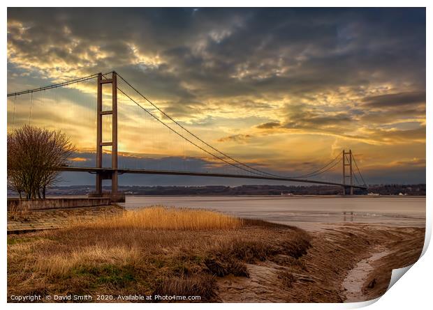 The Humber Bridge From Barton Nature Reserve Print by David Smith