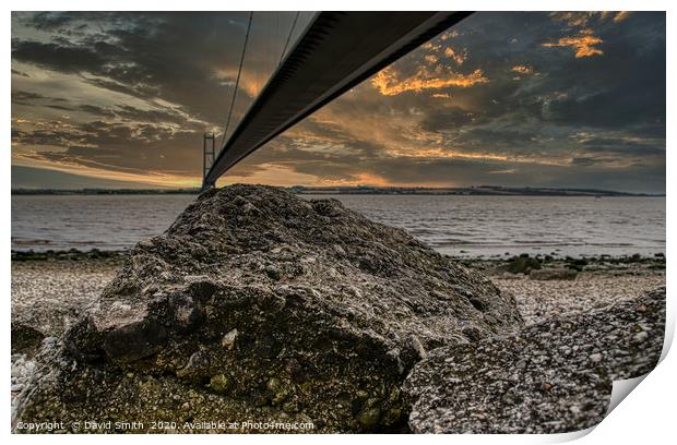 The Humber Bridge From Hessle Foreshore Print by David Smith