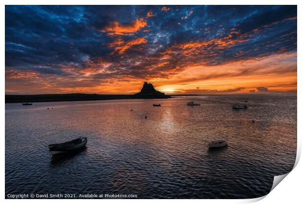 Holy Island and Lindisfarne Castle  Print by David Smith
